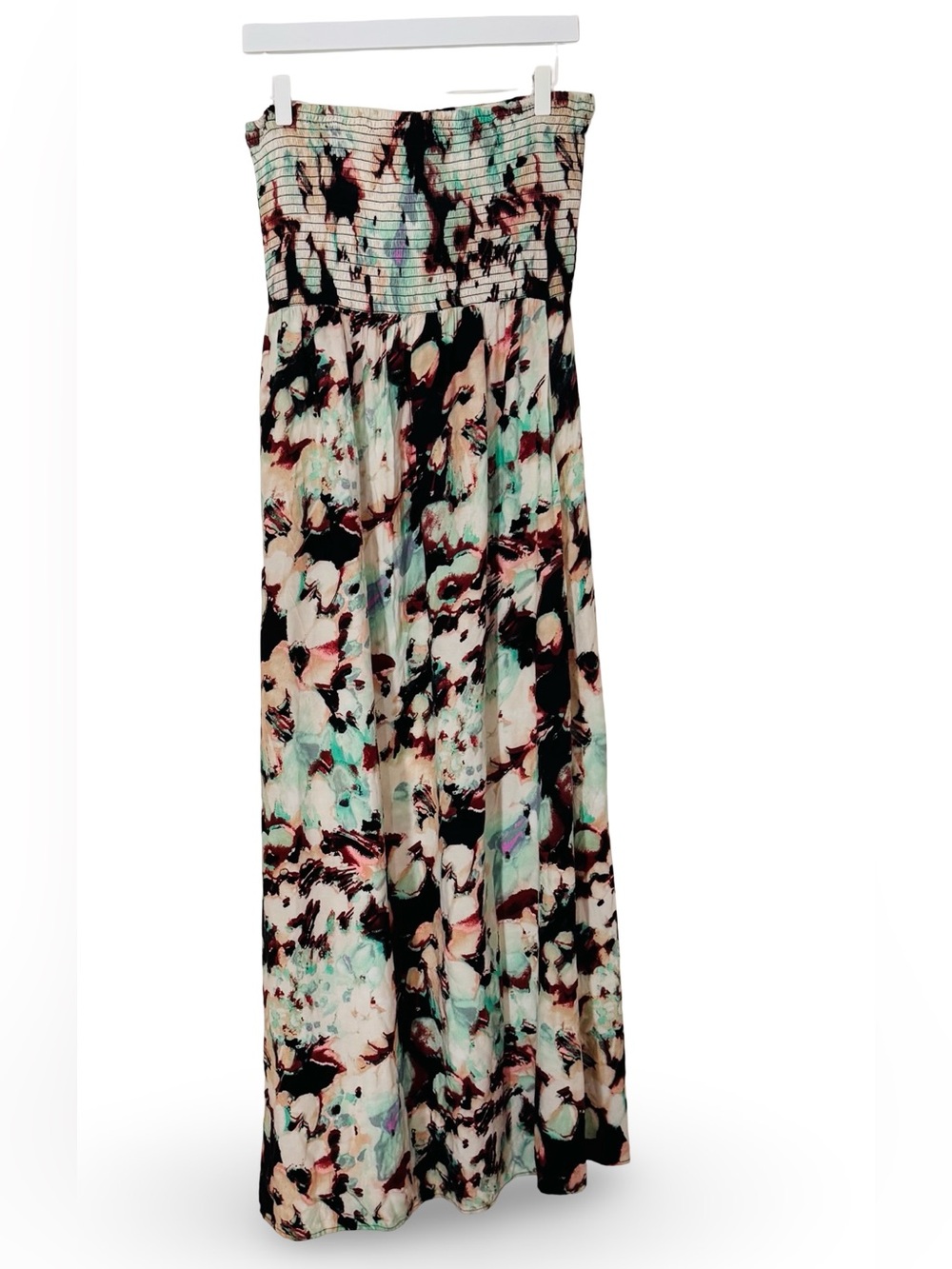 Xhilaration Strapless Floral Maxi Dress - Mint, Black, Cream, Burgundy - Picture 2 of 8